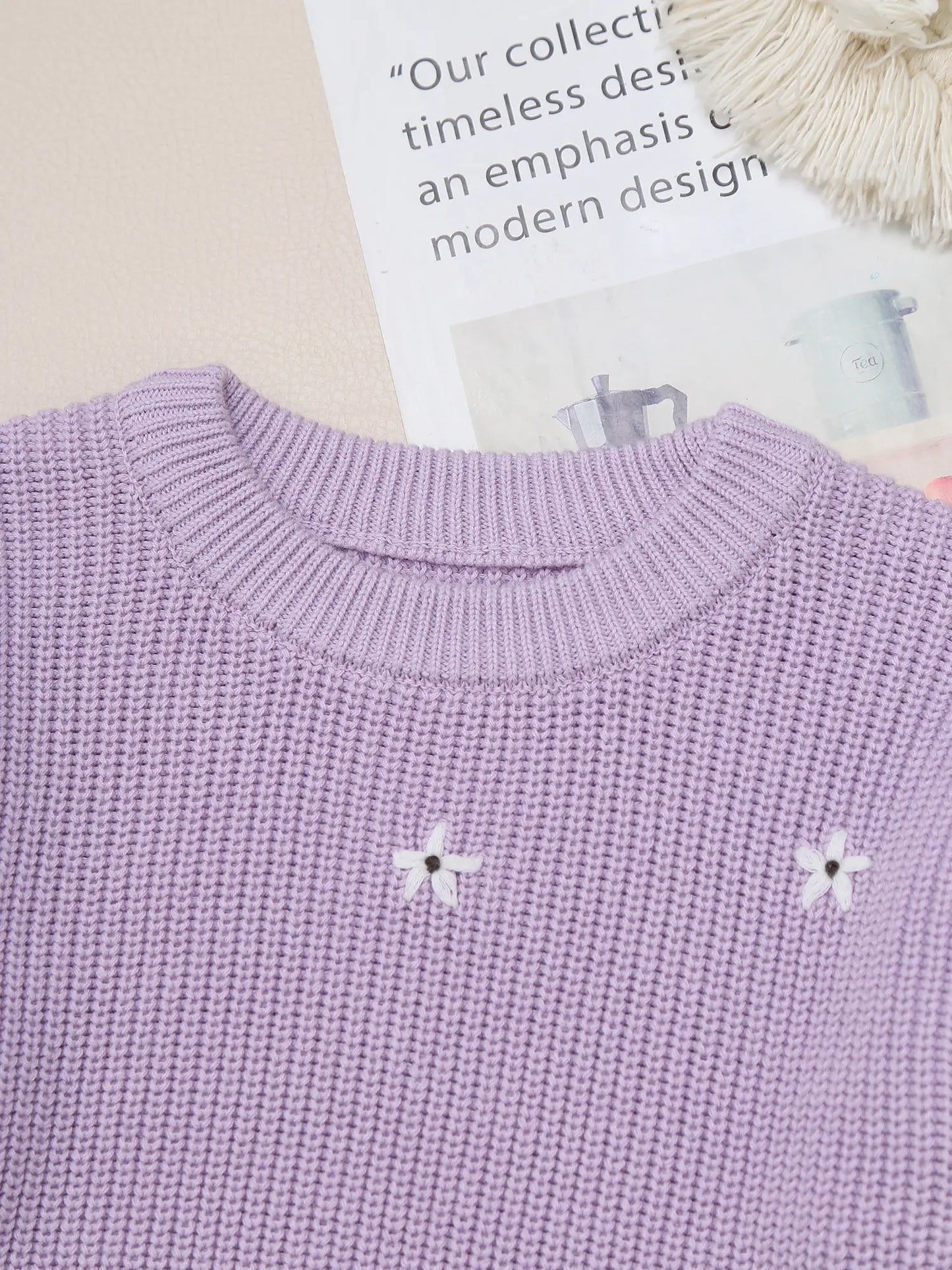 Girls Knitted Embroidered Jumper (Age 3M-6YRS)