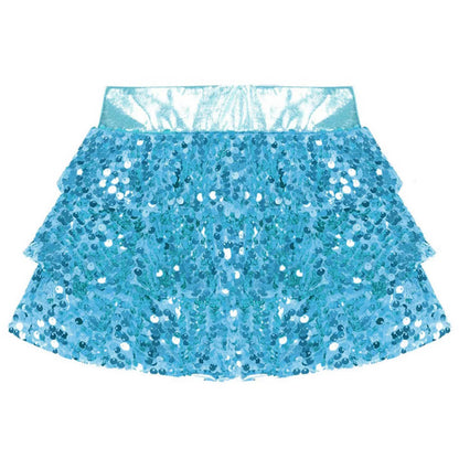 Girls Tiered Ruffle Dance Metallic Shiny Shorts (Age 4-16 YEARS)