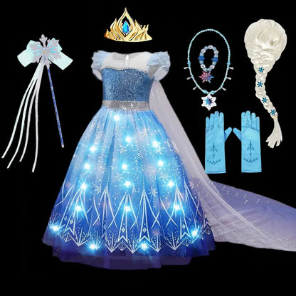 Girls Snow Queen Light Up Dress Costume (Age 24M-10YRS)