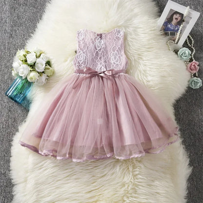 Girls Floral Lace Tulle Dress (Age 18M-6YRS)