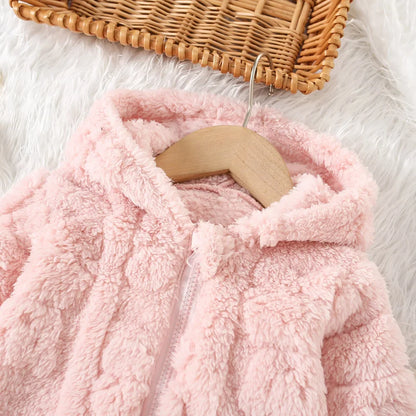 Baby Girls Pink Fleece Hooded Jacket (6M-3Y)