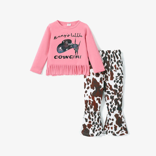 Girls Pink Cowgirl Top & Trousers Set (Age 24M-6YRS)