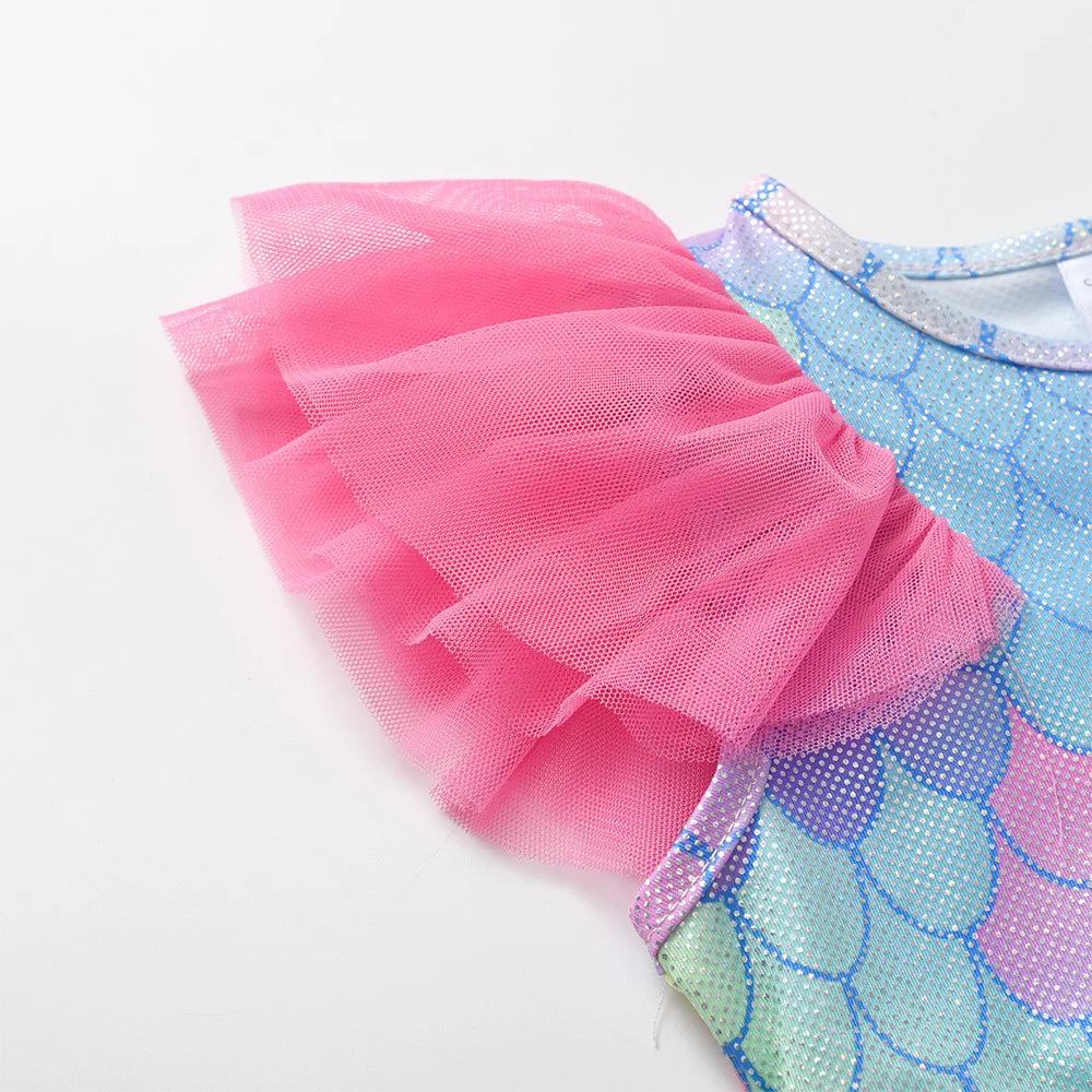 Girls Mermaid Ruffle Tulle Dress (Age 3-12YRS)