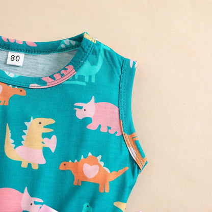 Girls Dinosaur Print Dress (Age 9M-6YRS)