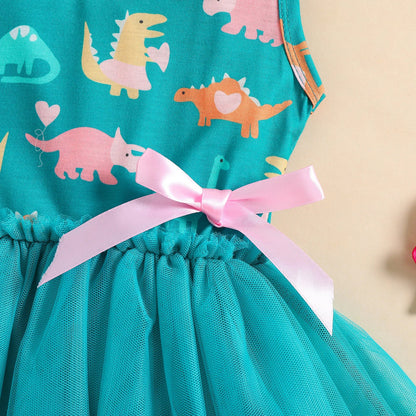 Girls Dinosaur Print Dress (Age 9M-6YRS)