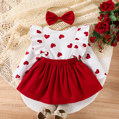 Baby Girl Heart Dress & Headband Set (Age 3M-24M)