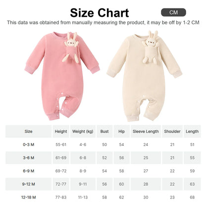 Baby Girl/Boy 3D Rabbit Long Sleeve Jumpsuit (Age Newborn-18M)