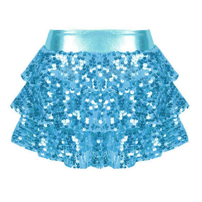 Girls Tiered Ruffle Dance Metallic Shiny Shorts (Age 4-16 YEARS)