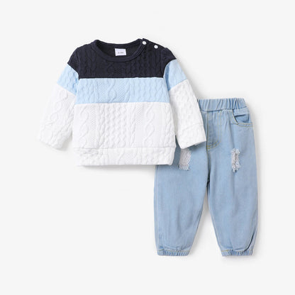 Baby Boys Jumper & Ripped Jeans Set (Age 3M-24M)