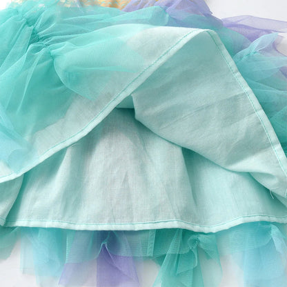 Girls Mermaid Ruffle Layered Dress (Age 3-12YRS)