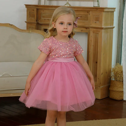 Girls Sequin Tulle Prom Dress (Age 3-8YRS)