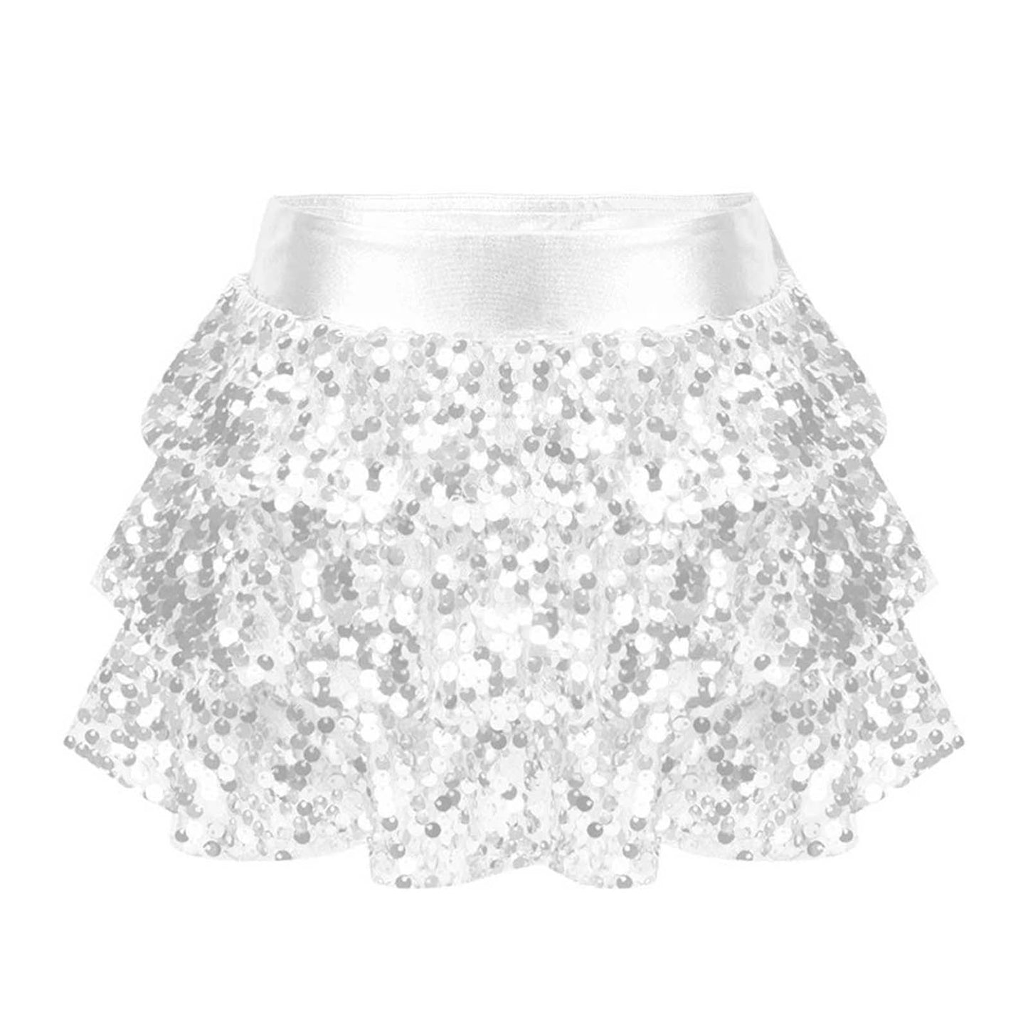 Girls Tiered Ruffle Dance Metallic Shiny Shorts (Age 4-16 YEARS)