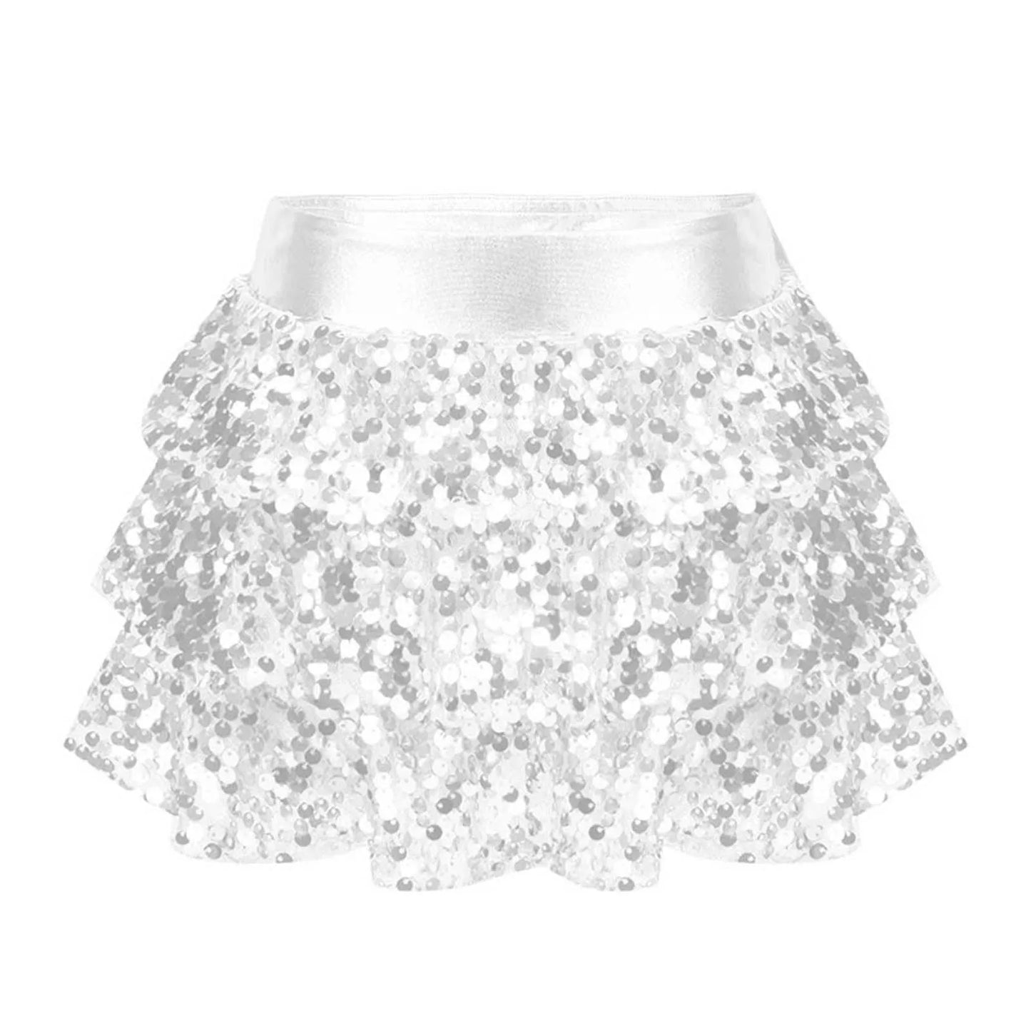 Girls Tiered Ruffle Dance Metallic Shiny Shorts (Age 4-16 YEARS)