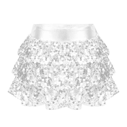 Girls Tiered Ruffle Dance Metallic Shiny Shorts (Age 4-16 YEARS)