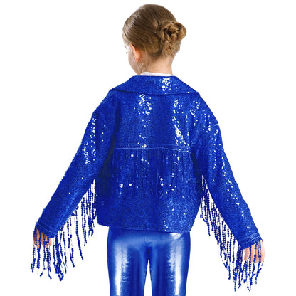 Girls Sparkly Sequin Tassel Jacket (Age 6-14YRS)