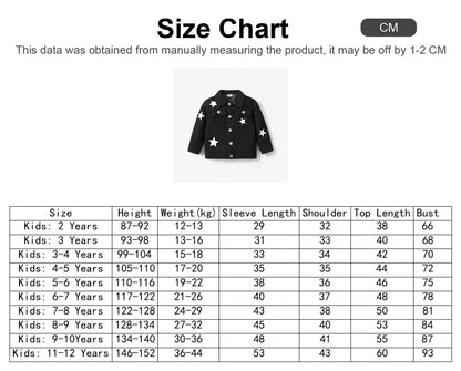 Boys Black Star Print Denim Jacket (Age 24M-12YRS)