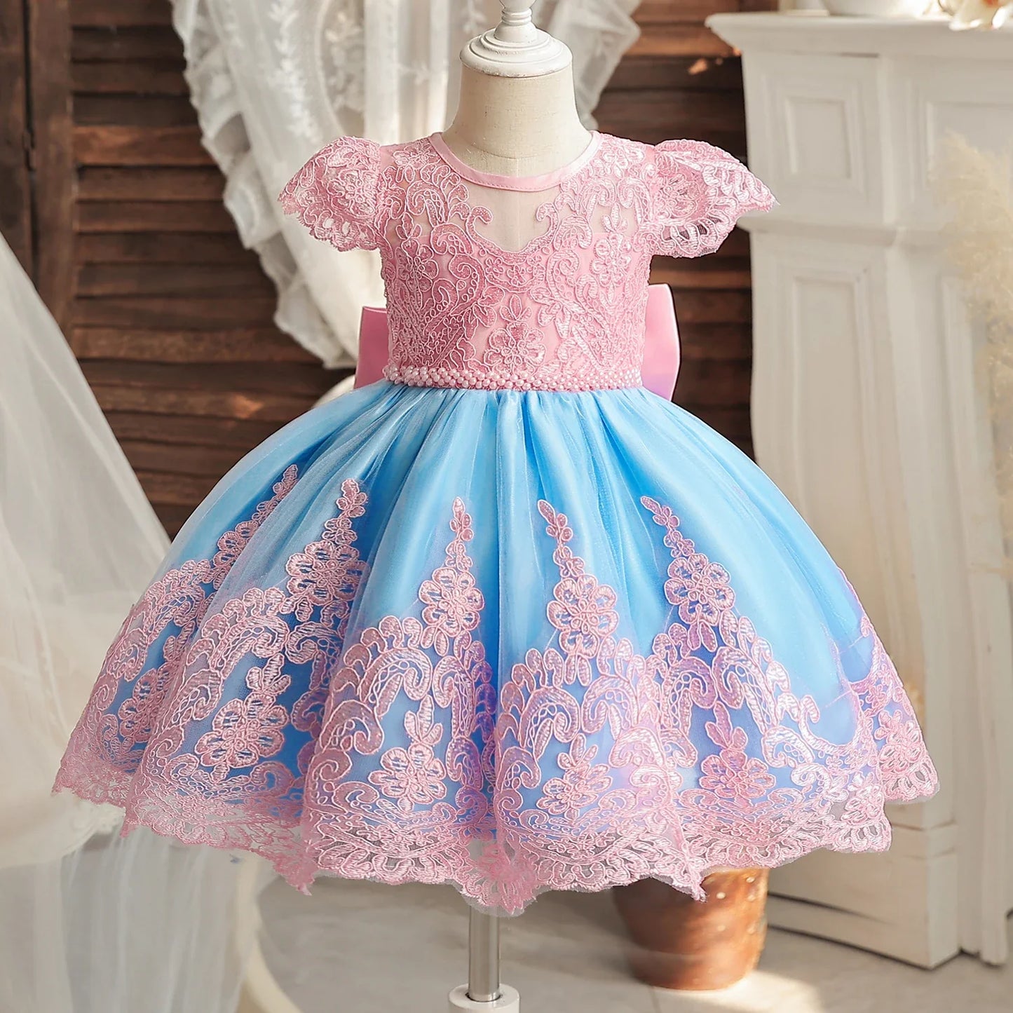 Baby/Toddler Embroidered Tulle Dress (Age 24M-5YRS)