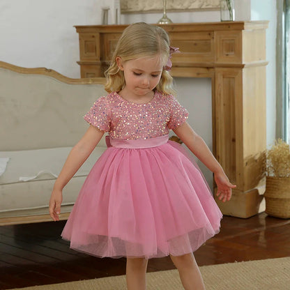 Girls Sequin Tulle Prom Dress (Age 3-8YRS)