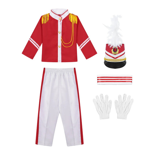 Boys/Girls Nutcracker Drum and Trumpet Team Costume (Age 4-12YRS)