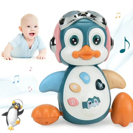 Baby Musical Penguin Robot Toy -  Crawling Walking Moving Tummy Time Light Up