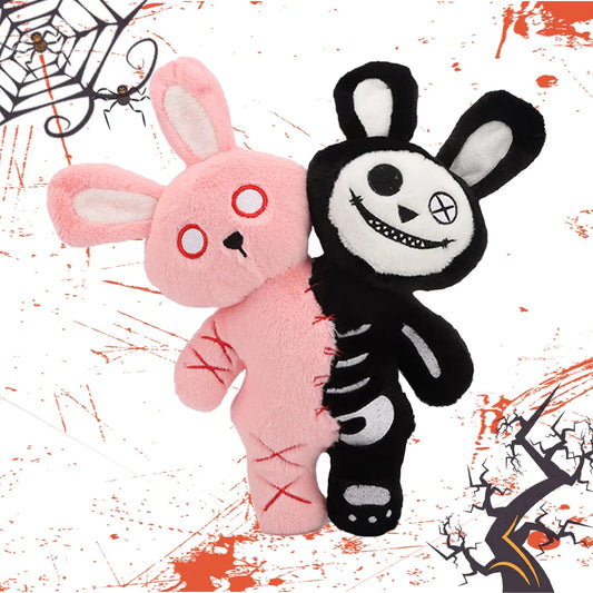 Plush Horrific Two-headed Skull Rabbit Stuffed Toy - 30cm