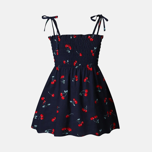 Baby Girls Cotton Cherry Print Strappy Dress (Age 3M-24M)