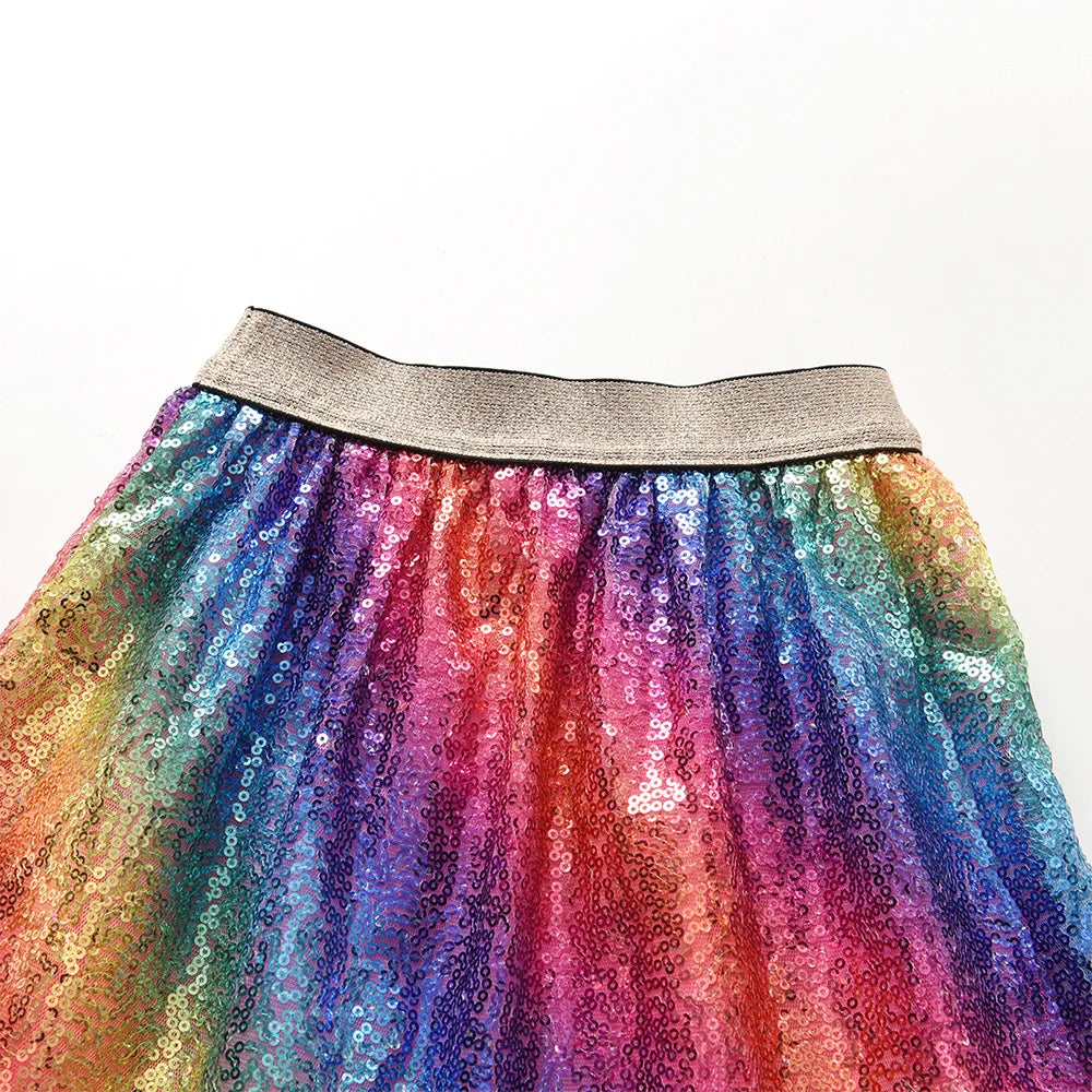 Girls Rainbow Sequin Skirt (Age 3-10YRS)