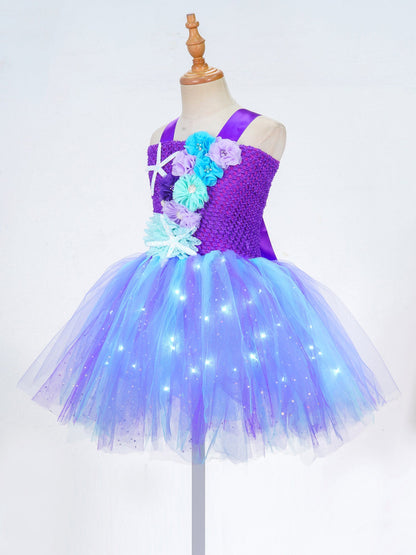 Girls Purple Princess Light Up Dress & Headband (Age 24M-10YRS)