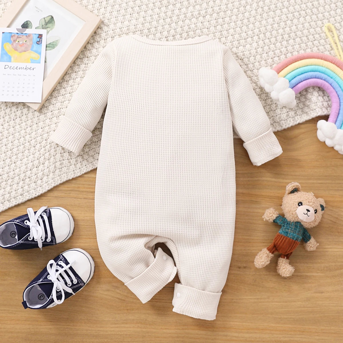 Baby Boys Rainbow Embroidered Long-sleeve Jumpsuit (Age Newborn-18M)