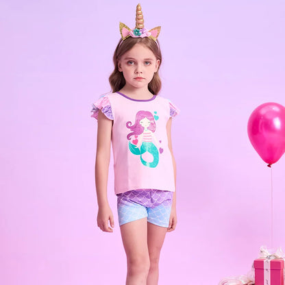 Girls Mermaid Shorts & T-Shirt Set (Age 3-12YRS)