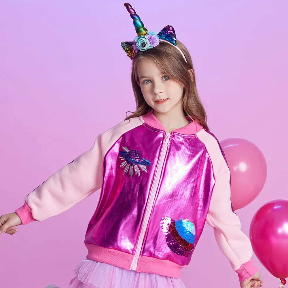 Girl Pink Sequin Zip Up Jacket (Age 3-12YRS)