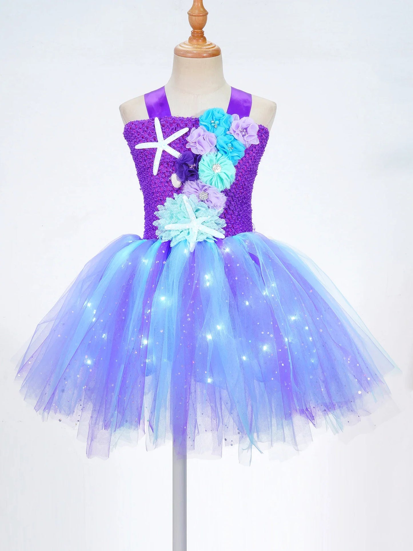 Girls Purple Princess Light Up Dress & Headband (Age 24M-10YRS)