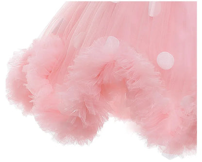 Girls Pink Fluffy Tulle Mesh Dress & Headband (Age 9M-6YRS)