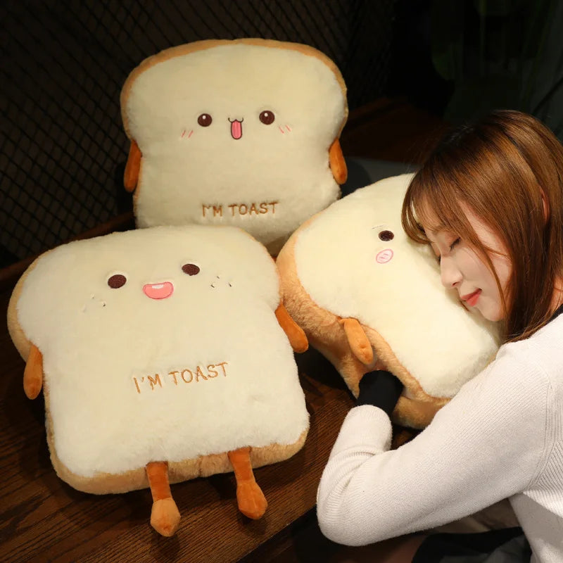 Plush Toast Bread Pillow Stuffed Toy - 35cm