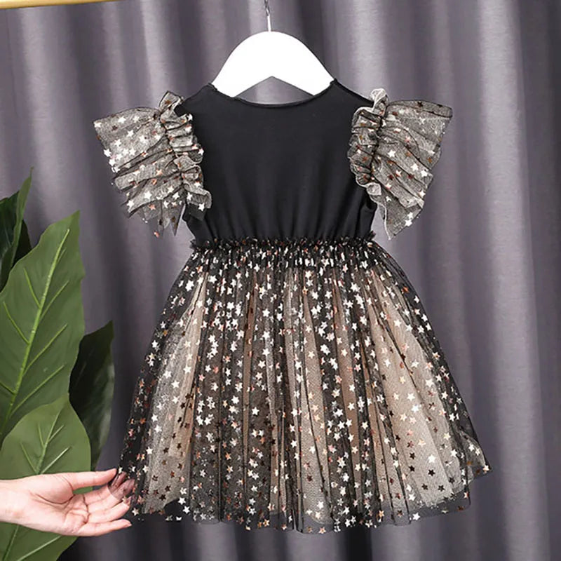 Girls Long Sleeve A-line Sequin Sparkly Dress (Age 12M-7YRS)