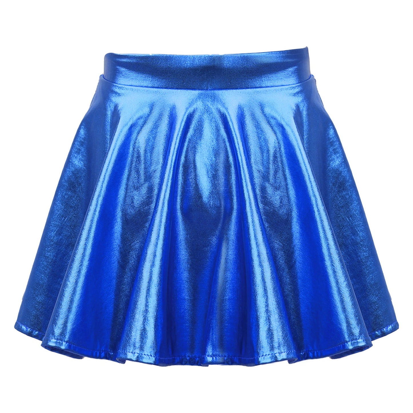 Girls Glossy Metallic Flared Pleated A-Line Miniskirt (Age 6-12 YRS)