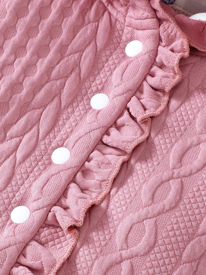 Baby Pink Long Sleeve Jacket Lace Hooded Ears Jacket (Age 6M-3YRS)