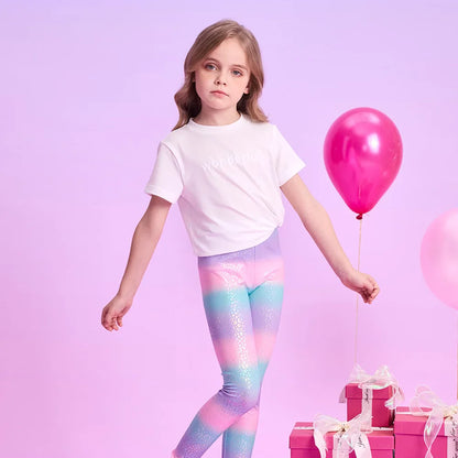 Girls Rainbow Stripe Leggings (Age 3-12YRS)