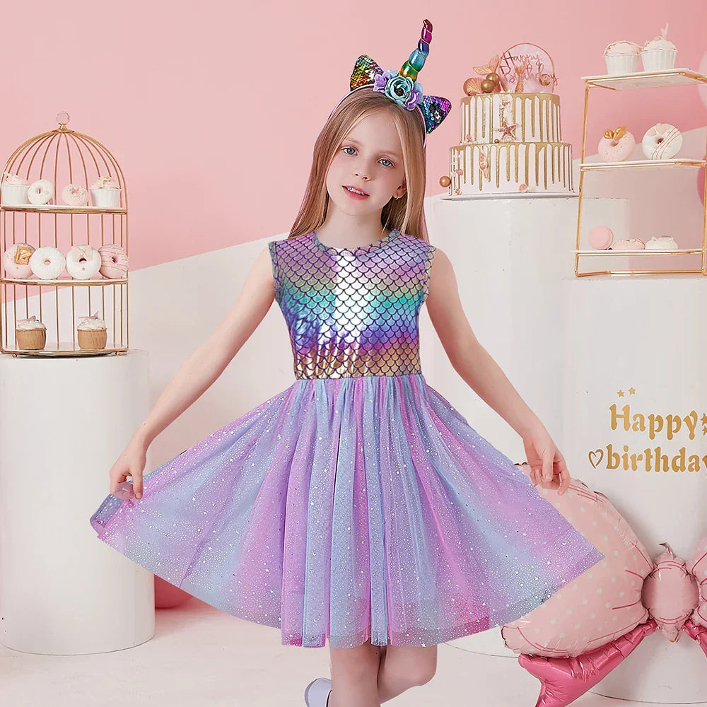 Girls Sleeveless Tulle Dress (Age 3-8YRS)