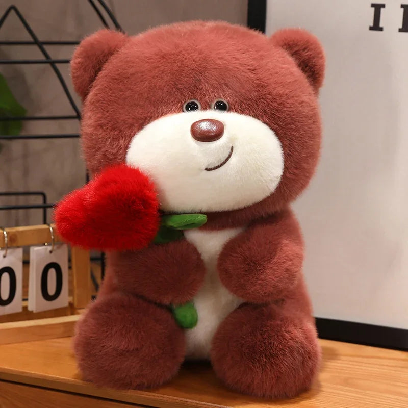 25/35/45CM Cute Bear Holding Heart Plush Toys Stuffed Soft Pillow Lovely Valentine's Birthday Christmas Gifts