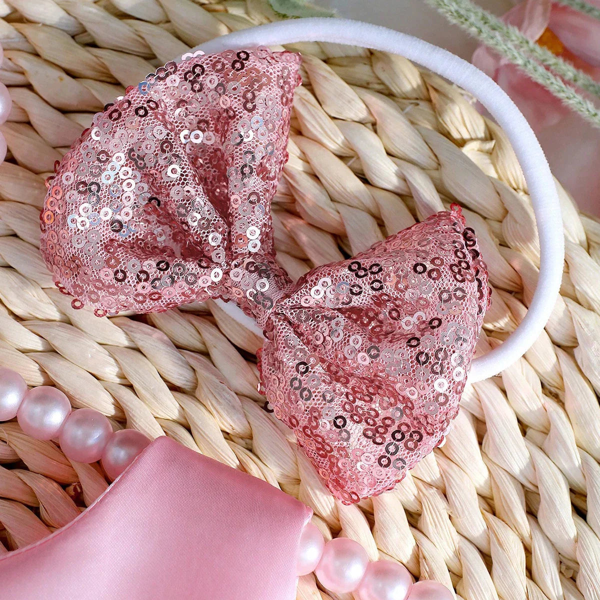 Newborn Baby Girl Photography Sequin Dress & Headband Set (Age Newborn - 3M)