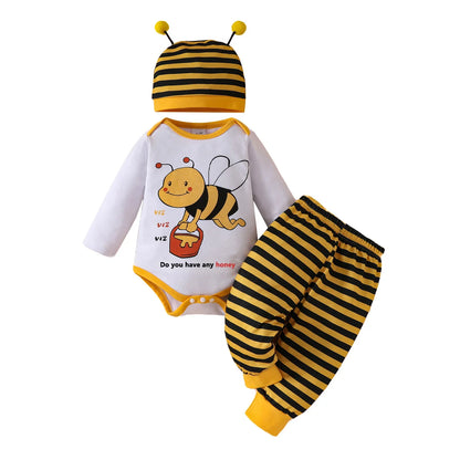 Baby Boys Bumble Bee Bodysuit Trousers & Hat Set (Age Newborn-18M)