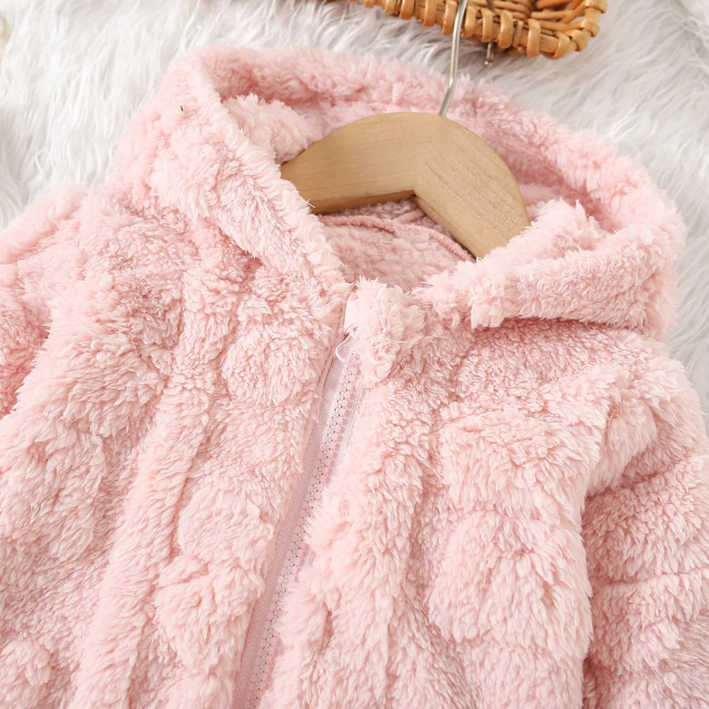 Baby Girls Pink Fleece Hooded Jacket (6M-3Y)