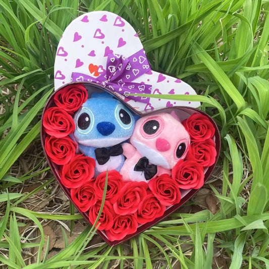 Plush Teddy Flower Heart Gift Box