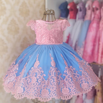 Baby/Toddler Embroidered Tulle Dress (Age 24M-5YRS)