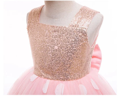 Girls Pink Fluffy Tulle Mesh Dress & Headband (Age 9M-6YRS)