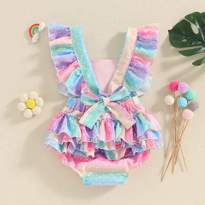 Baby Girls Multi Rainbow Romper (Age 6M-18M)