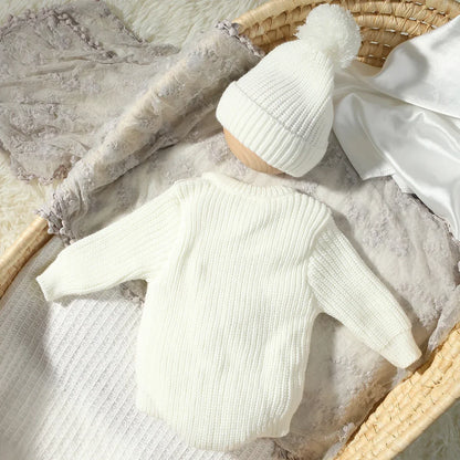 Baby Hello World Knitted Romper With Matching Hat (Age Newborn - 1 Month)