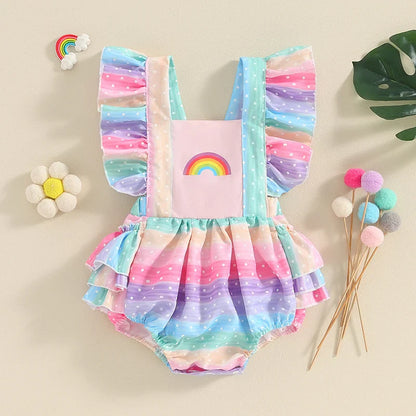 Baby Girls Multi Rainbow Romper (Age 6M-18M)