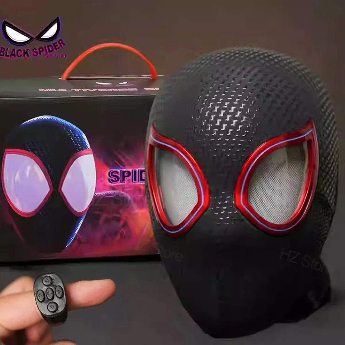 Marvel 1:1 Miles Morales Mask with Movable Eyes Electronic Gwen Spider-Man Helmet Ring Control Toy